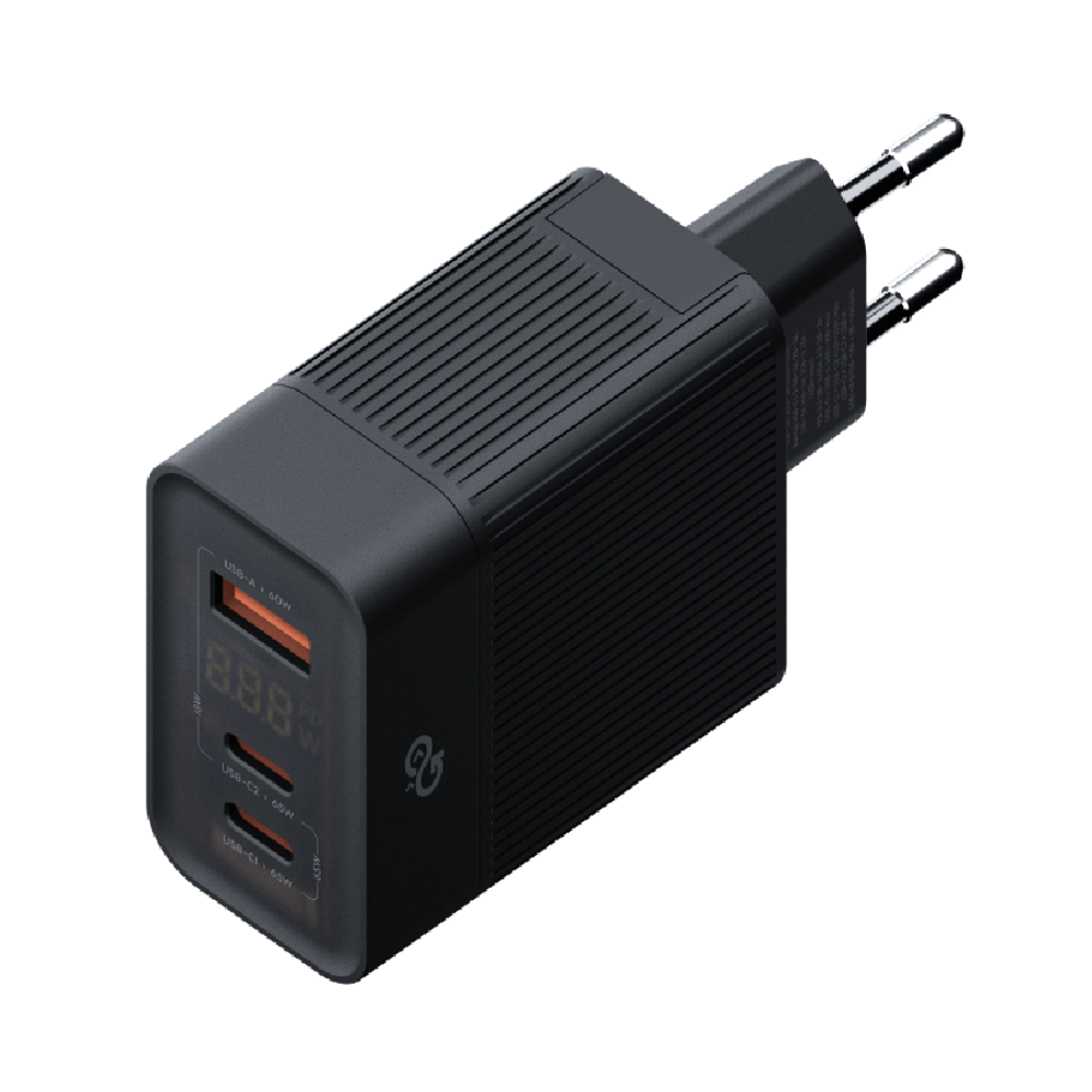 Сетевое зарядное устройство GoGadget CityPump 65W 2хUSB-C 1xUSB-A LCD GaN