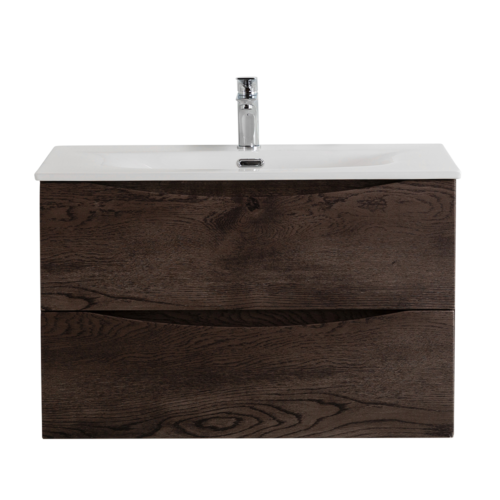 Тумба с раковиной подвесная BelBagno MARINO-CER-N-800-2C-SO-RNG-P Rovere Nature Grigio, раковина белая BB-8099-80