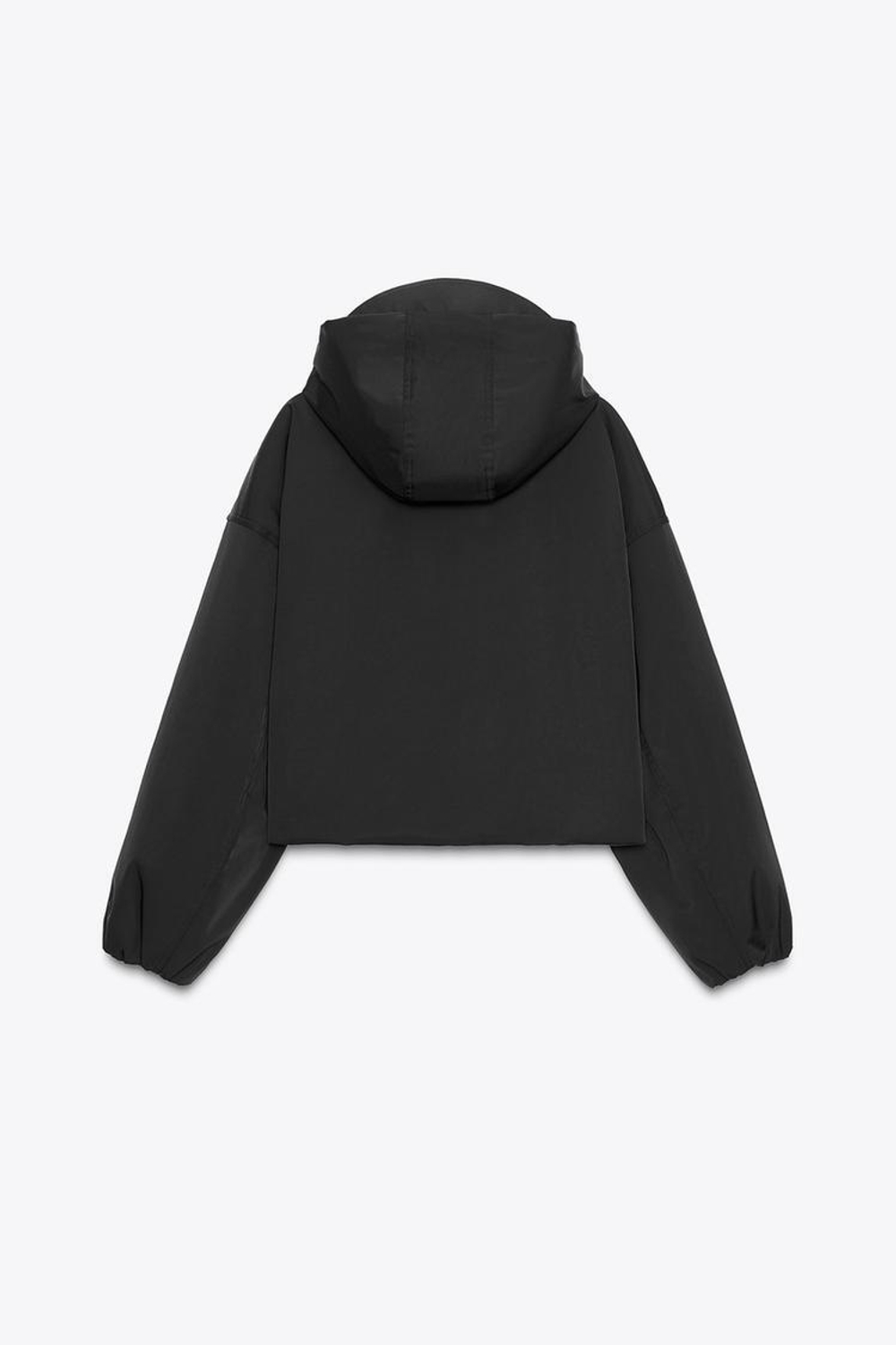 ZARA ВОДОНЕПРОНИЦАЕМАЯ ВЕТРОЗАЩИТНАЯ КУРТКА С КАПЮШОНОМ, ЧЕРНЫЙ