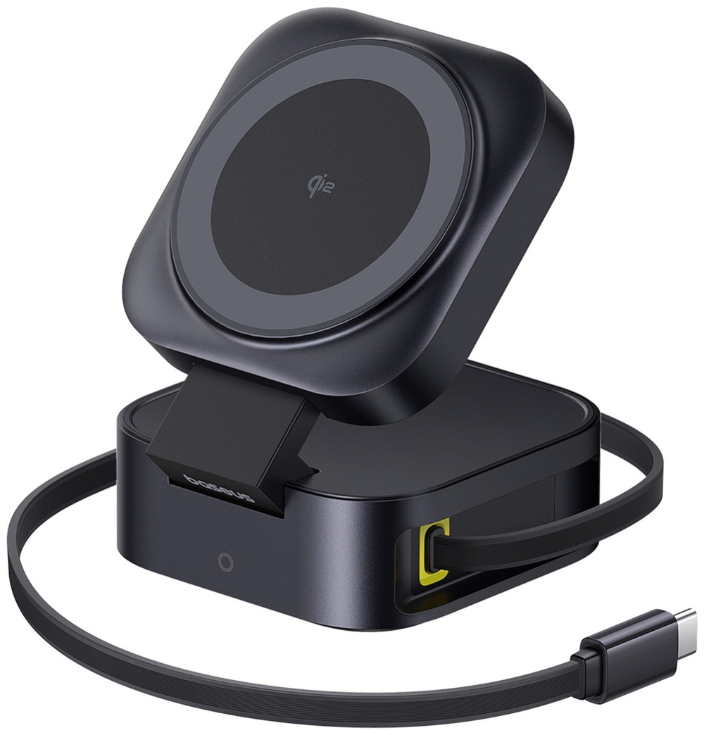 Зарядное устройство Baseus PicoGo 2-in-1 Qi2 15W + USB-C 67W USB Type-C черный