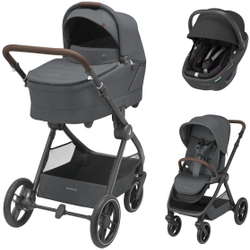 Коляска детская Maxi-Cosi Oxford Plus 3 в 1 с автокреслом Coral 360 Essential black 1978204110 PlusTwillic Graphite/Графит
