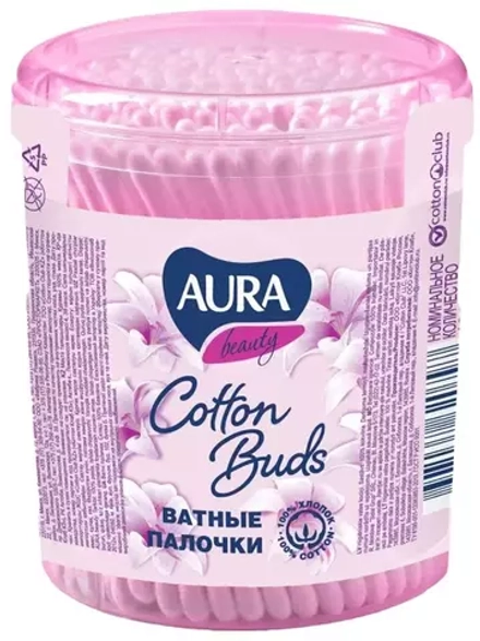 Ватные палочки Aura Beauty , 100шт пластиковый стакан