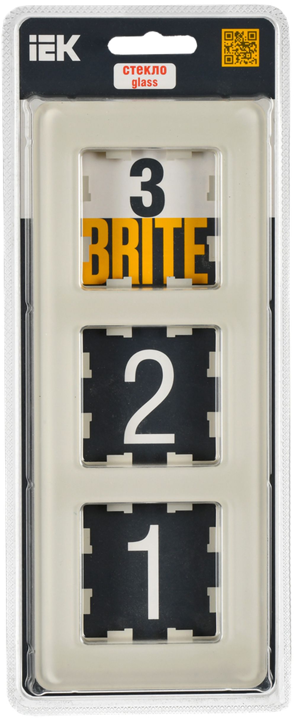 BRITE Рамка 3-местная РУ-3-2-Бр стекло песчаный RE IEK