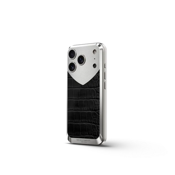 Чехол для iPhone 17 на магните - Натуральная кожа Аллигатора - Чёрный