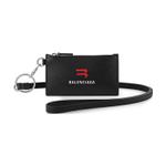 Balenciaga Cash Cow Leather Key Ring, Card Holder, Coin Purse, Card Holder Unisex Black