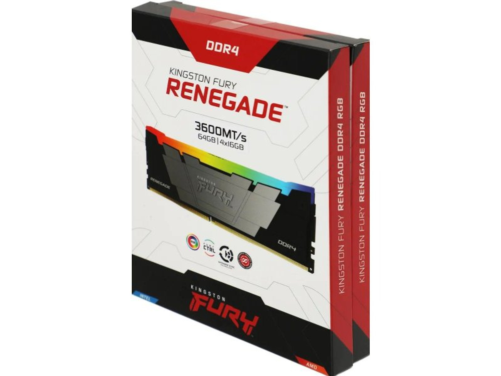 Оперативная память Kingston Fury Renegade KF436C16RB12AK4/64, DDR4 4х 64ГБ 3600, DIMM, RTL