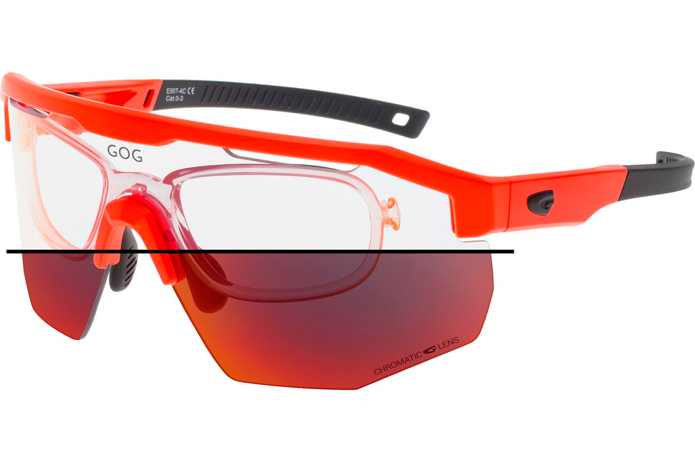 Спортивные очки с диоптриями GOG Argo С / Matt Neon Orange-Black / Photochromic Red Lens