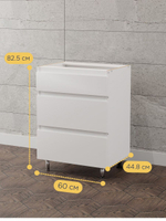 Кухонный модуль напольный 60 см Севилья с 3-мя ящиками, без столешницы, на ножках, белый