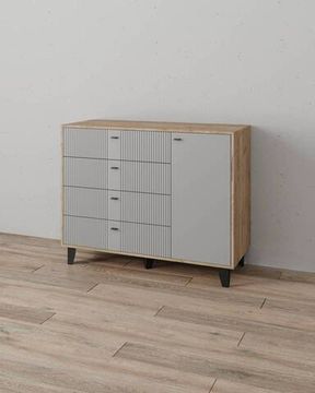 Комод КАТРИН-13 дуб крафт серый / МДФ серый