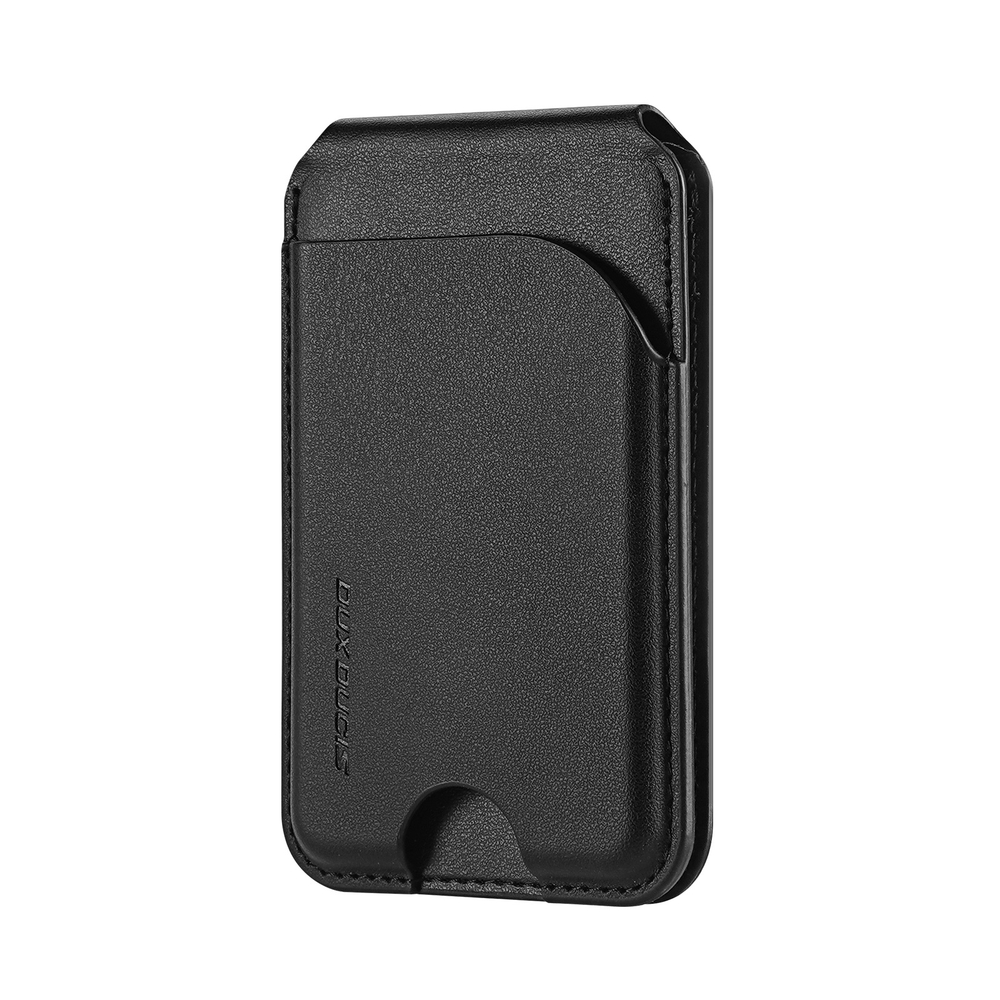 Магнитная подставка картхолдер черного цвета от Dux Ducis, серия Neva Series Magnetic Wallet Stand