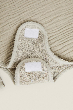 ZARA HOME ДЕТСКИЙ ХЛОПКОВЫЙ НАГРУДНИК, СЕРО-ЗЕЛЕНЫЙ