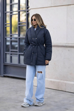 Куртка  женская демисезонная " Кимоно Офис" серый