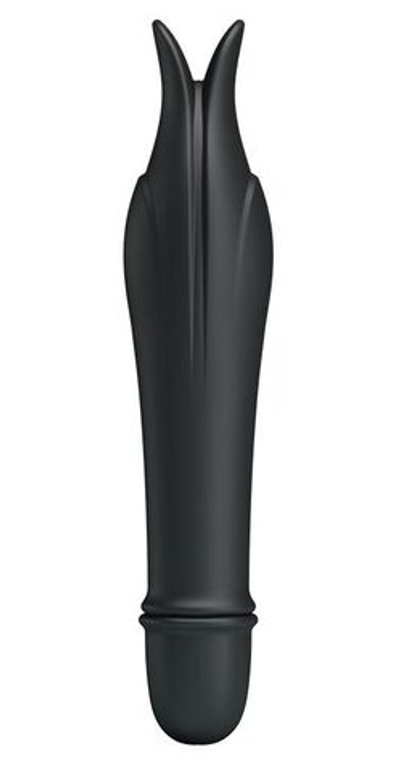 Чёрный миниатюрный вибромассажер Edward с усиками - 14,5 см. (Цвет: черный)