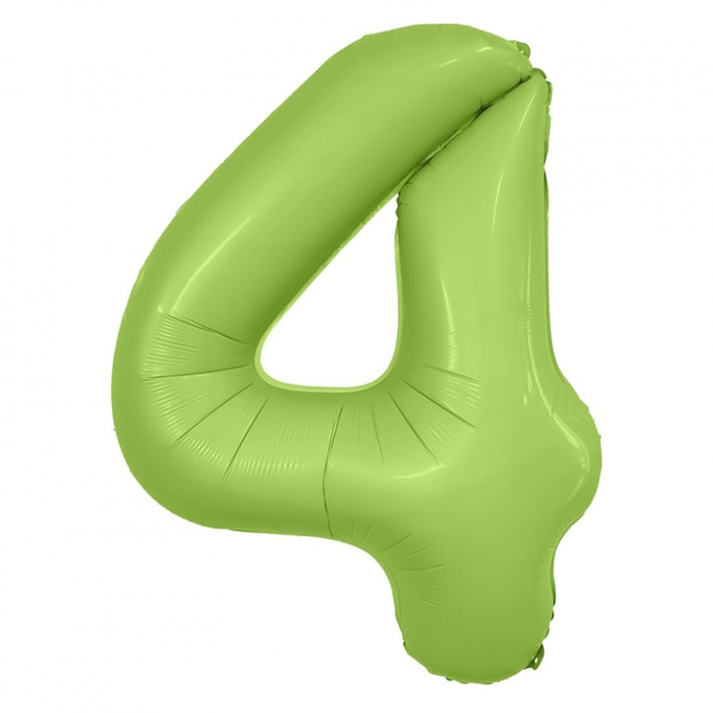 Agura Шар 40" / 102 см "Цифра 4" сатин Фисташка Slim (БГ-60)  Изображение2