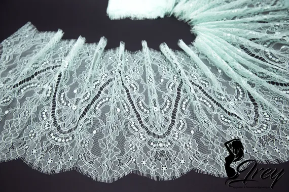 01-38 Кружево шантильи 26 см, ментол