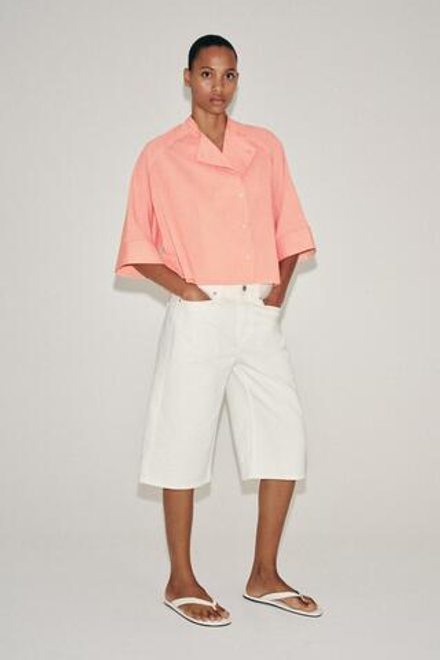 ZARA АСИММЕТРИЧНАЯ РУБАШКА — ZW COLLECTION, МАНДАРИНОВЫЙ