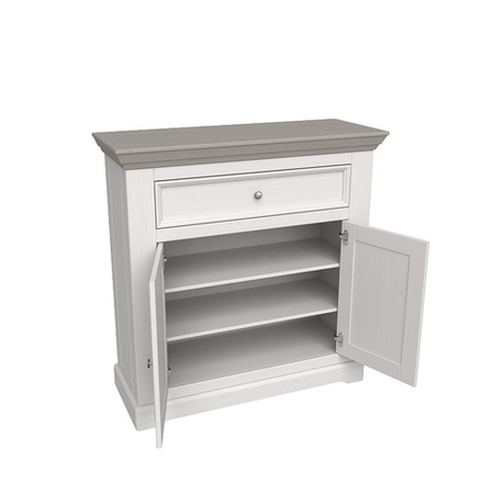 Комод для обуви «Форест» 2 двери 1 ящик с 2 полками белый воск/антрацит