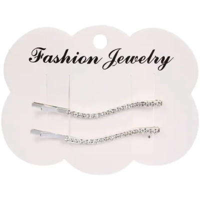 Невидимки для волос 2шт «Кристалы Агоры», волна, цвет серебро, 5,5см (блистер и пакет с подвесом)