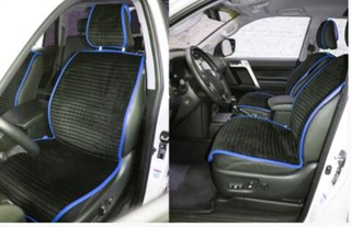 Накидки сидений ПОЛНЫЙ Coolpart MAXIMAL (кт11пр) - JJ-33-BLBLU - Алькантара Полоса черный/кант синий