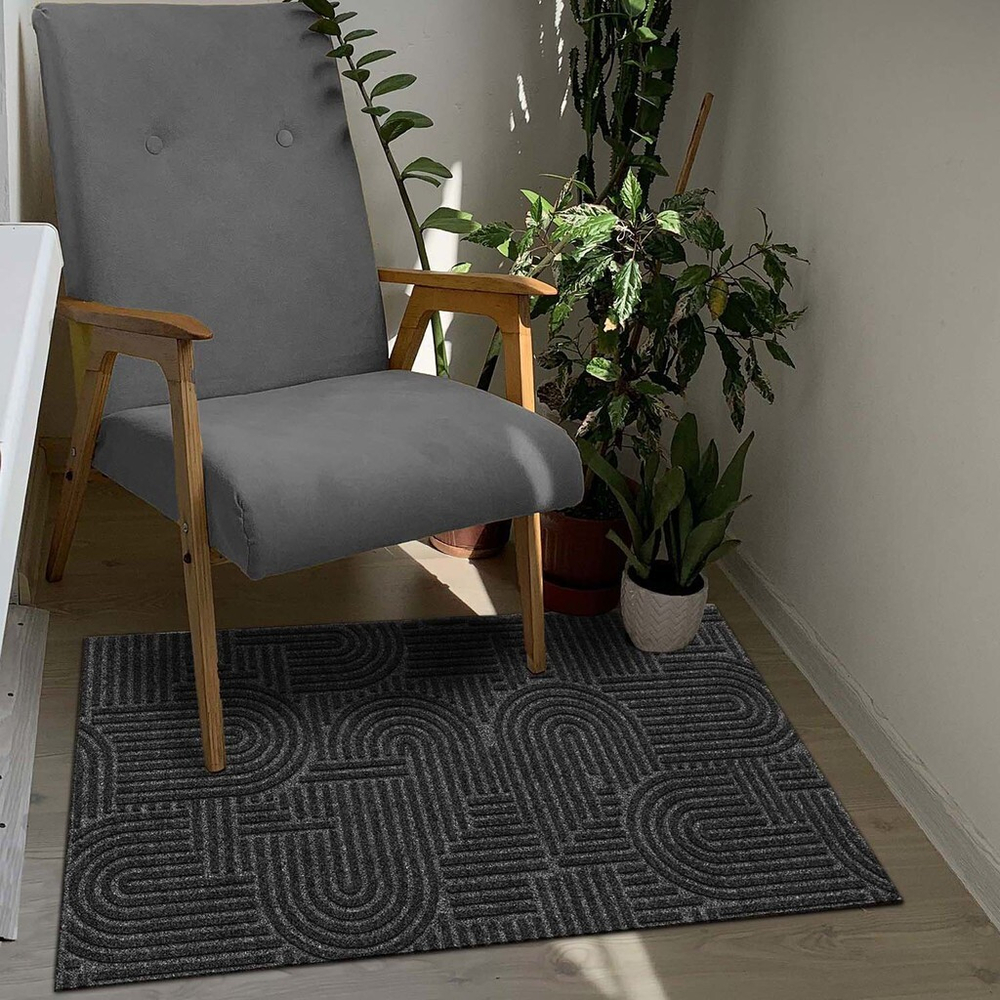 Коврик влаговпитывающий "Лабиринт" 50*100 см черный гранит, ворс 5мм