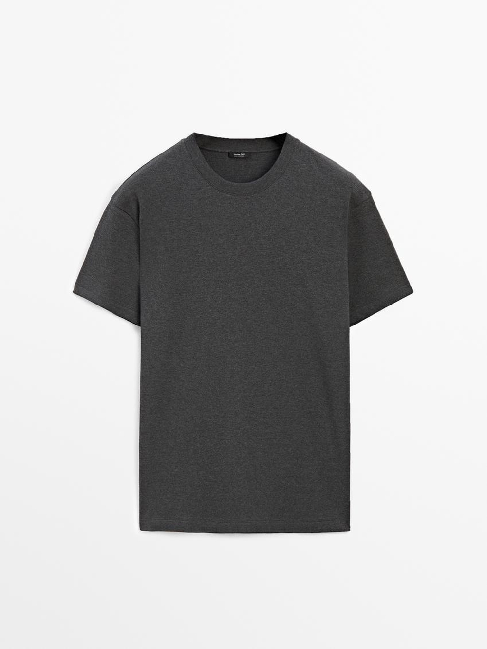 Massimo Dutti Хлопковая футболка-поло с короткими рукавами, серый