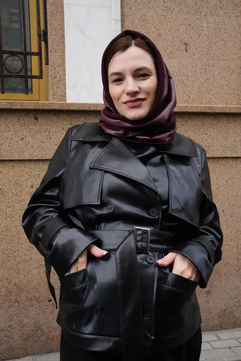 Косынка двухсторонняя вишня