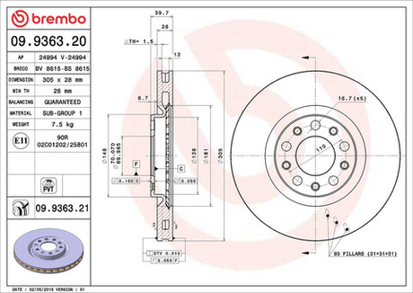 BREMBO - 09936321-BRB - Brake Disc