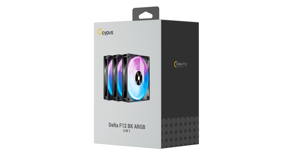 Вентилятор для корпуса Ocypus Delta F12 BK ARGB 3-IN-1 3x(120x120x25mm) 500-2000RPM 73CFM Черный