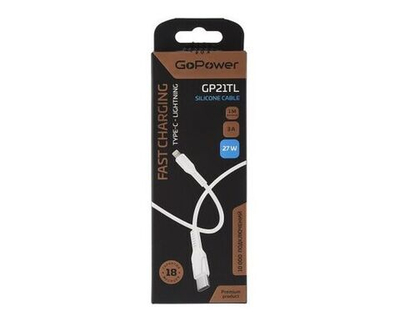 Кабель GP21TL Type-C (m)-Lightning (m) 3.0A 27W силикон черный, GoPower