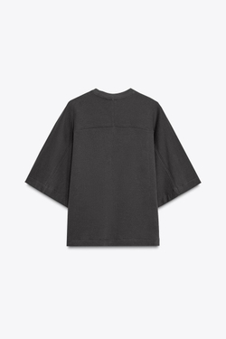 ZARA ТОЛСТОВКА С КОРОТКИМИ РУКАВАМИ В СТИЛЕ РУСТИК, УГОЛЬНЫЙ