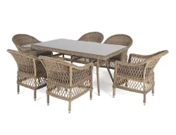 "Амароне" обеденная группа из искусственного ротанга на 6 персон, цвет соломенный