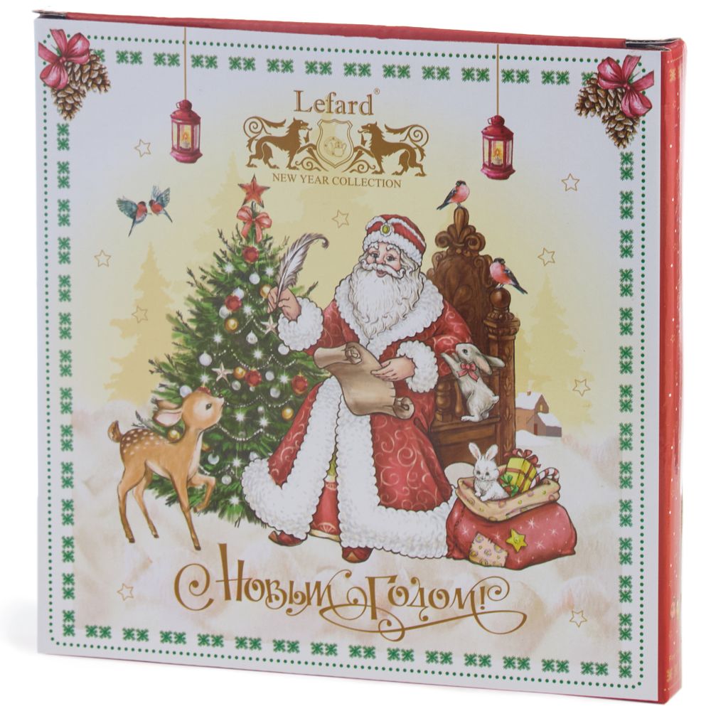 ТАРЕЛКА ЗАКУСОЧНАЯ LEFARD "ДЕД МОРОЗ" 20,5 СМ КРАСНАЯ (КОР=18ШТ.)