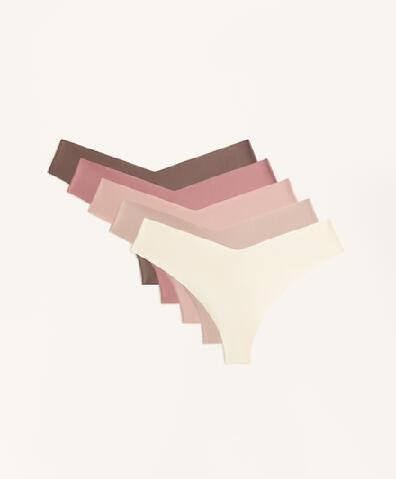 OYSHO Набор из 5 трусов-стрингов, пыльно-розовый