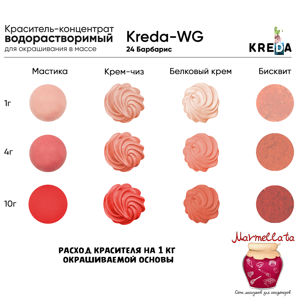 Краситель водор-ый пищевой гелевый "Kreda WG", БАРБАРИС 24 (80 мл.)