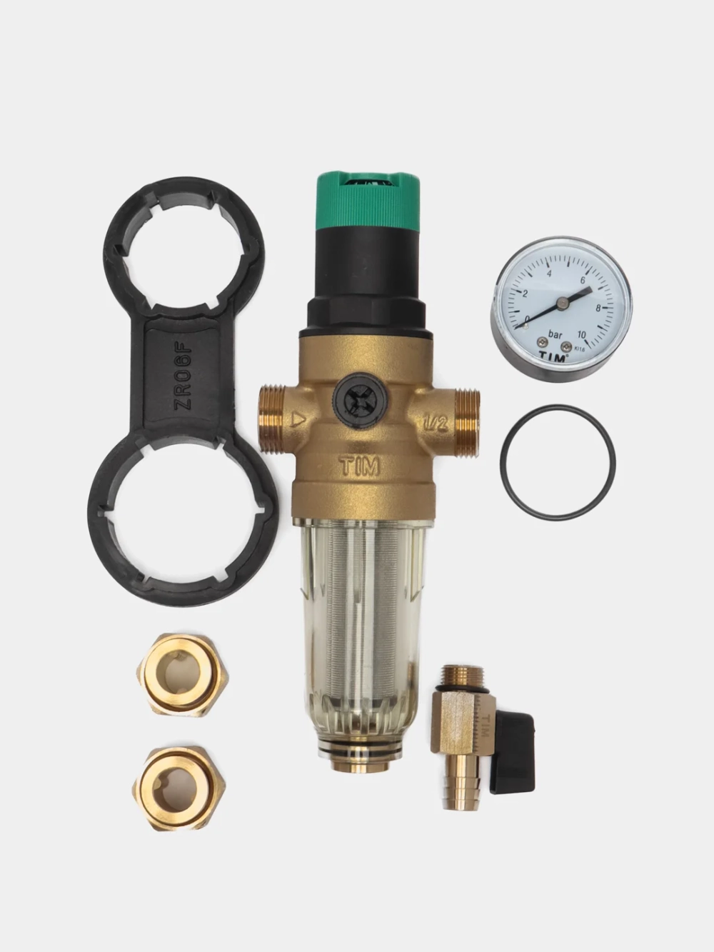 Фильтр промывной с регулятором давления для холодной воды 1/2" TIM JH-1008