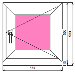 Пластиковое окно 550 х 550 ТермА Эко с поворотной створкой