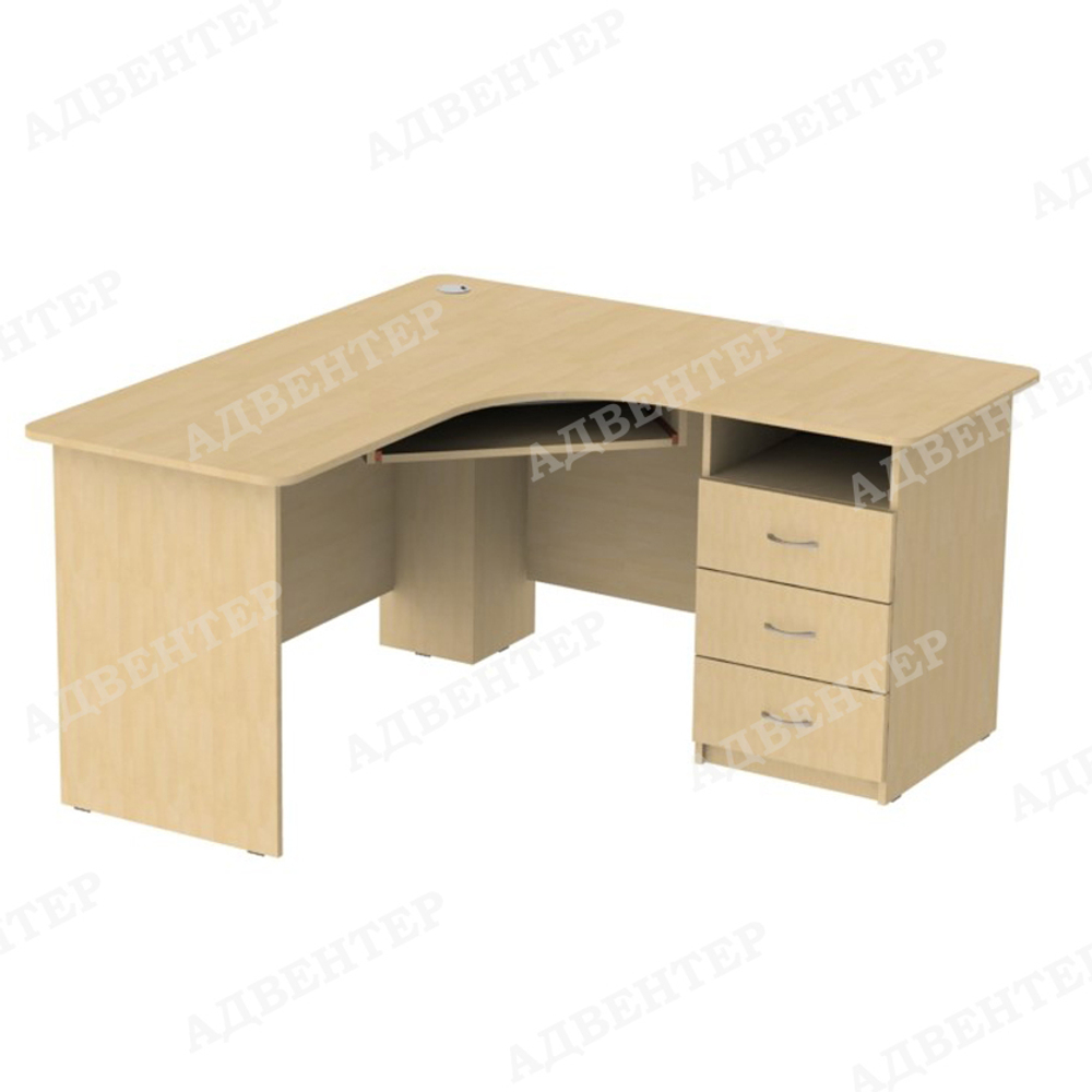 Стол компьютерный угловой 1 (ольха) тумбочка справа
