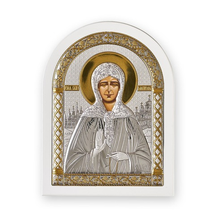 Матрона, икона арочная, белое дерево 206х275