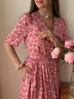 Платье Шарлотта для беременных и кормящих, Пудровый с розовыми цветами