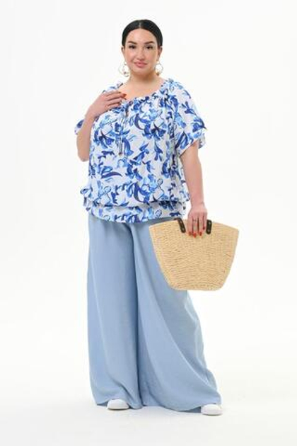 Туника с напуском, штапель Синяя роспись