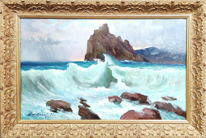 Картина Стремского А.И. "Морской пейзаж" картон/масло 50х80