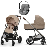 Коляска Cybex Balios S Lux TPE 2025 Cloud G i-Size Stone Grey Plus 3 в 1 Almond Beige с дождевиками
