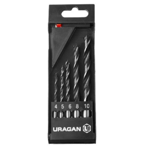 URAGAN 8 шт., 3-4-5-6-7-8-9-10 мм, набор спиральных сверл по дереву
