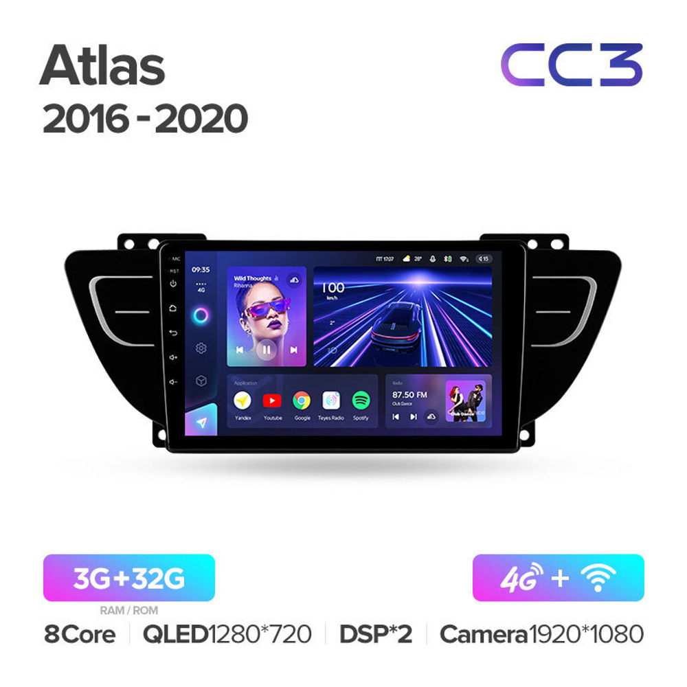 Teyes CC3 9" для Geely Atlas 2016-2020