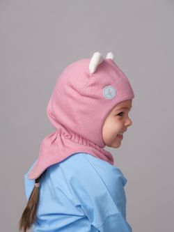 Шлем весенний/осенний вязаный (Розовый рашаль) КИС