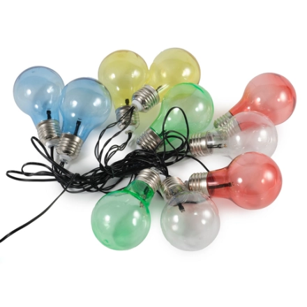 Гирлянда садовая МегаСад Лампочки на солнечной батарее 10 ламп, теплый белый свет HT1219-10B