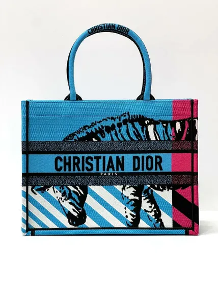 Сумка Dior Book Tote, модель среднего формата розовый/синий
