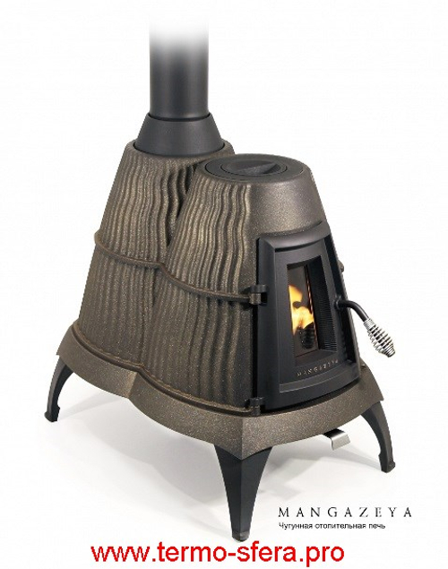 Печь чугунная отопительная ТМФ Мангазея черная бронза