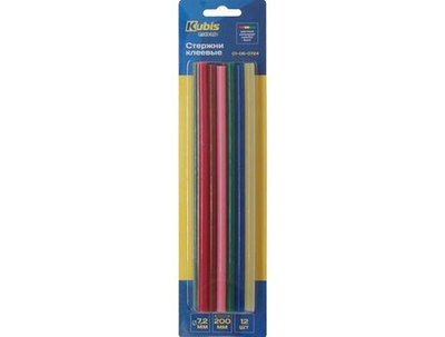 Стержни клеевые цветные 7,2х200, 12шт, Kubis