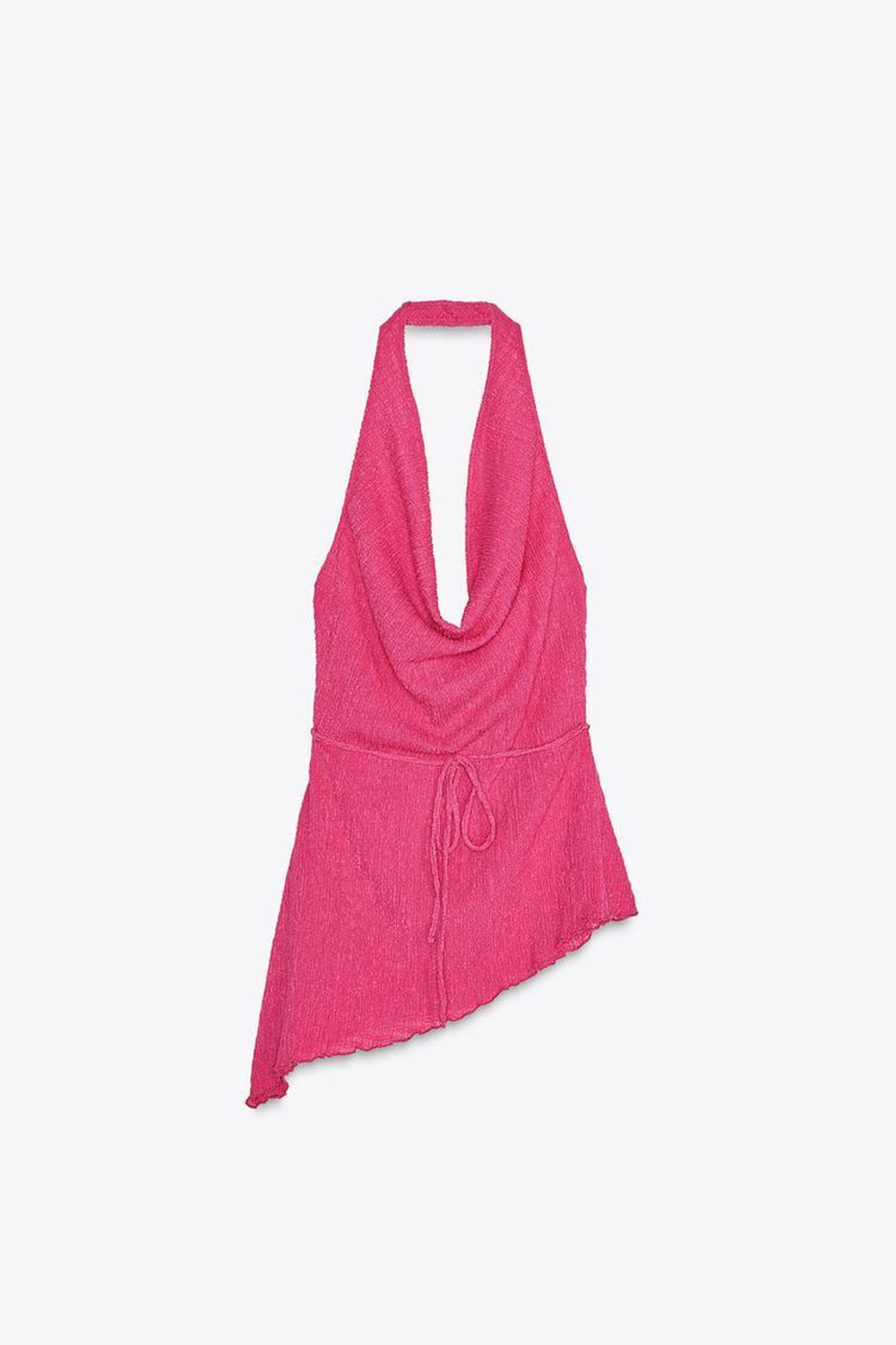 ZARA АСИММЕТРИЧНЫЙ ТОП ИЗ РЕЛЬЕФНОЙ ТКАНИ, ЦВЕТ ФУКСИИ